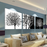 现代装饰画欧式艺术壁画客厅抽象树挂画简约无框画卧室墙画三联画