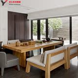 现代简约防腐实木餐桌长方形小户型家用4-6人原木餐桌椅组合定做