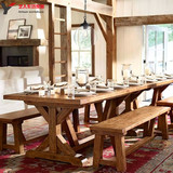 欧式简约长方形实木桌复古小户型餐桌西餐厅甜品店咖啡厅桌椅组合
