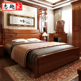 卧室家具实木床 双人大床1.8/1.5米橡木中式储物高箱床中式婚床