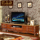 欧式电视柜 法式实木矮柜简约伸缩地柜卧室 电视柜组合308