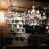 美式乡村复古设计师创意酒吧客厅个性loft工程圆形K9水晶铁艺吊灯