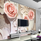 欧式玉雕浮雕玫瑰3D立体墙纸电视背景墙卧室客厅壁画大型无缝壁纸