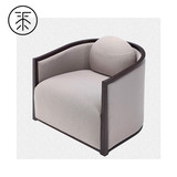 新中式沙发单人实木休闲椅禅意围椅圈椅扶手布艺沙发家具定制