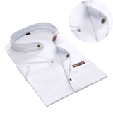 夏季短袖衬衫男士的薄款纯白色休闲韩版学生按扣半袖衬衣商务男装
