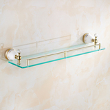 欧式镀金色玻璃置物架 浴室卫生间单层置物架 化妆台化妆品架