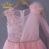 粉色儿童礼服公主裙 女童小礼服钢琴表演服蓬蓬裙生日礼服婚纱裙