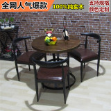 美式复古餐桌椅简约现代实木酒店餐厅圆形饭台创意大小户型圆餐桌