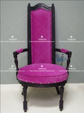 美式乡村实木框架高背单人沙发椅法式简约绒布软包扶手沙发椅