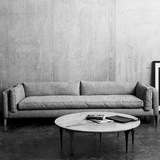 美式乡村欧式现代复古工业风格小户型别墅设计师灰色麻布沙发
