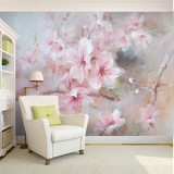 温馨卧室墙纸客厅电视背景墙壁纸手绘油画花卉无缝墙布防潮壁画