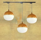 北欧原木质设计师艺术创意个性餐厅吊灯美式简约实木艺轨道吊灯具