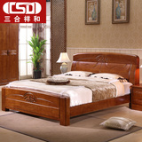纯实木床1米8双人床简约现代中式1.8m主卧大床经济型特价高箱床