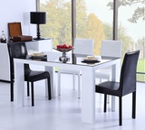 伸缩餐桌现代简约钢化玻璃烤漆餐桌椅组合长方形餐桌餐台饭桌黑色