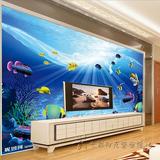 3d立体大型壁画壁纸 海底世界海洋鱼卡通儿童房电视背景墙墙纸