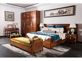 京瓷苏梨阅梨同款 新中式家具 新古典 老榆木刺猬紫檀 双人大床