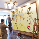 中式立体3d客厅电视背景墙壁纸卧室无缝墙纸整张金色玉兰壁画墙布