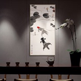 现代新中式装饰画玄关书房客厅沙发背景墙三联幅画水墨禅意鱼挂画