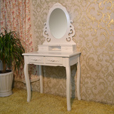 欧式实木梳妆台卧室小型化妆柜法式白色烤漆梳妆桌影楼梳妆台组合