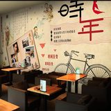个性时尚青春语录大型壁画奶茶店西餐厅服装店模特自行车墙纸壁纸