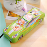 汽车卡通铁盒小学生男卡通文具盒 可爱创意韩版儿童双层铅笔盒