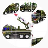 哈哈大号军事模型大卡车惯性导弹玩具车儿童玩具汽车军事油罐车6