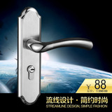 台湾力劲纯不锈钢静音双方舌室内门锁简约强磁全铜锁芯机械执手锁