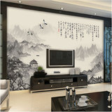 水墨国画大型壁画客厅电视墙中国风背景墙纸中式复古山水名画壁纸