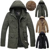 Men winter coat 冬装新款 外贸加绒加厚男士大衣 风衣男外套D069