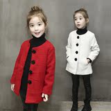 2016春秋季女童装新款韩版儿童时尚休闲外套提花呢子大衣风衣外套