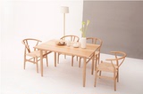 北欧现代简约时尚高端大气小户型家庭实用白腊木实木餐桌椅组合