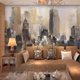 欧式复古怀旧手绘油画风景大型壁画建筑客厅背景墙沙发墙纸简欧