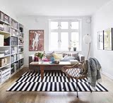 时尚家居黑白格地毯客厅卧室沙发床边现代地中海手工晴纶定制地毯