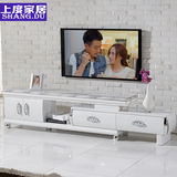 人造大理石电视柜伸缩烤漆白色钢化玻璃1.8米2米电视机柜子 特价
