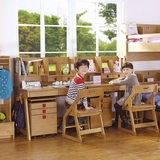 学习桌带书架小学生实木学习桌椅套装家用简易书桌组合写字桌