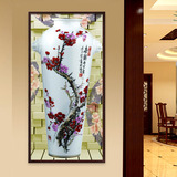青花瓷实物画玄关新中式装饰画餐厅挂画组合中国风格可定制