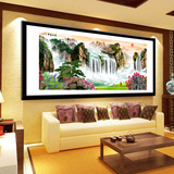 现代客厅山水画流水生财新中式装饰画风景挂画壁画沙发背景国画