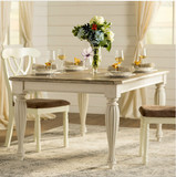 法式乡村复古餐桌 美式仿古做旧实木餐桌 欧式长方形橡木餐桌椅