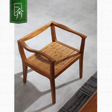 一舍槟榔色新中式北欧东南亚家具 风格胡桃实木家具 扶手书椅餐椅