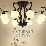 美式铁艺复古客厅吸顶灯 简欧乡村田园卧室灯北欧创意艺术餐厅灯