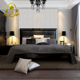 后现代新古典实木床双人1.8米皮软包现代简约卧室成套家具橡木床