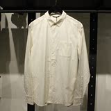杰克琼斯 专柜正品男款男士纯棉乳白色休闲修身长袖衬衫