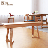展博长条凳长凳日式纯实木长椅原木橡木吃饭椅简约现代餐厅环保