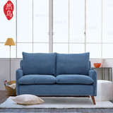 日式简约布艺沙发小户型可定制双人位创意卧室房间小沙发拆洗蓝色