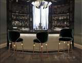 新古典经典吧椅后现代高 低四角不锈钢镀金奢华酒吧椅KTV会所吧椅