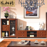 新中式客厅实木电视柜组合现代简约地柜胡桃木电视机柜小户型PU43