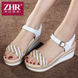 ZHR2016夏季新款韩版女凉鞋坡跟凉鞋女松糕厚底平底学生凉鞋女潮