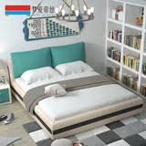 北欧布艺床可拆洗双人床1.8米1.5米婚床简约现代小户型储物软床