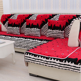 冬季加厚防滑短毛绒沙发垫布艺坐垫实木皮沙发坐垫红色沙发巾套罩