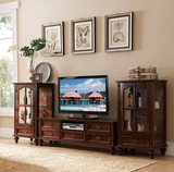 美式实木电视柜茶几组合 小户型欧式客厅电视柜简约现代酒柜地柜